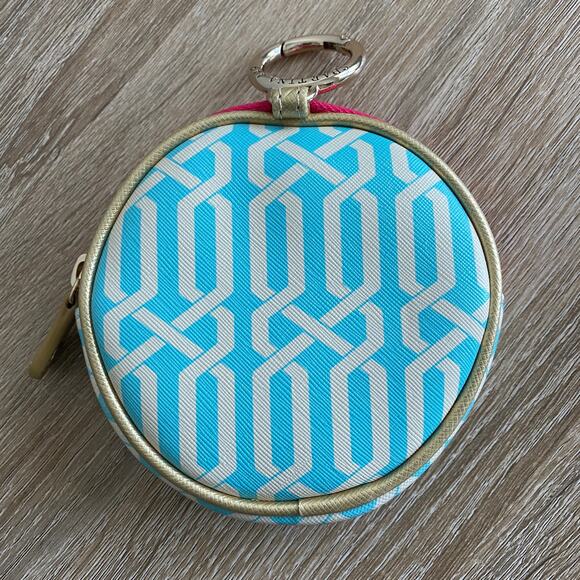 Spartina 446 Pineapple Zipper Pouch Bag Hook Blue Gold - Picture 3 of 6